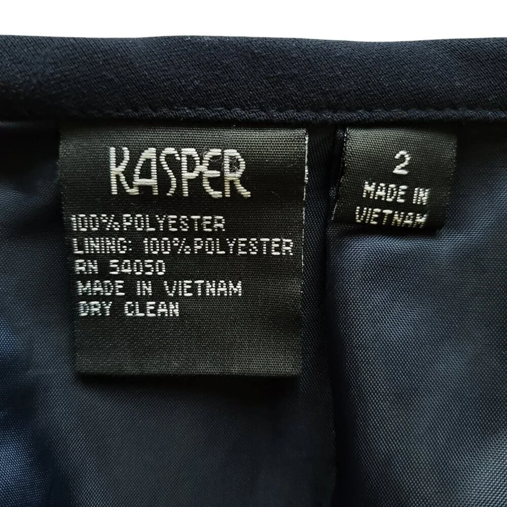 KASPER Black Pencil Skirt Fully Lined Career Professional Polyester Size 2
